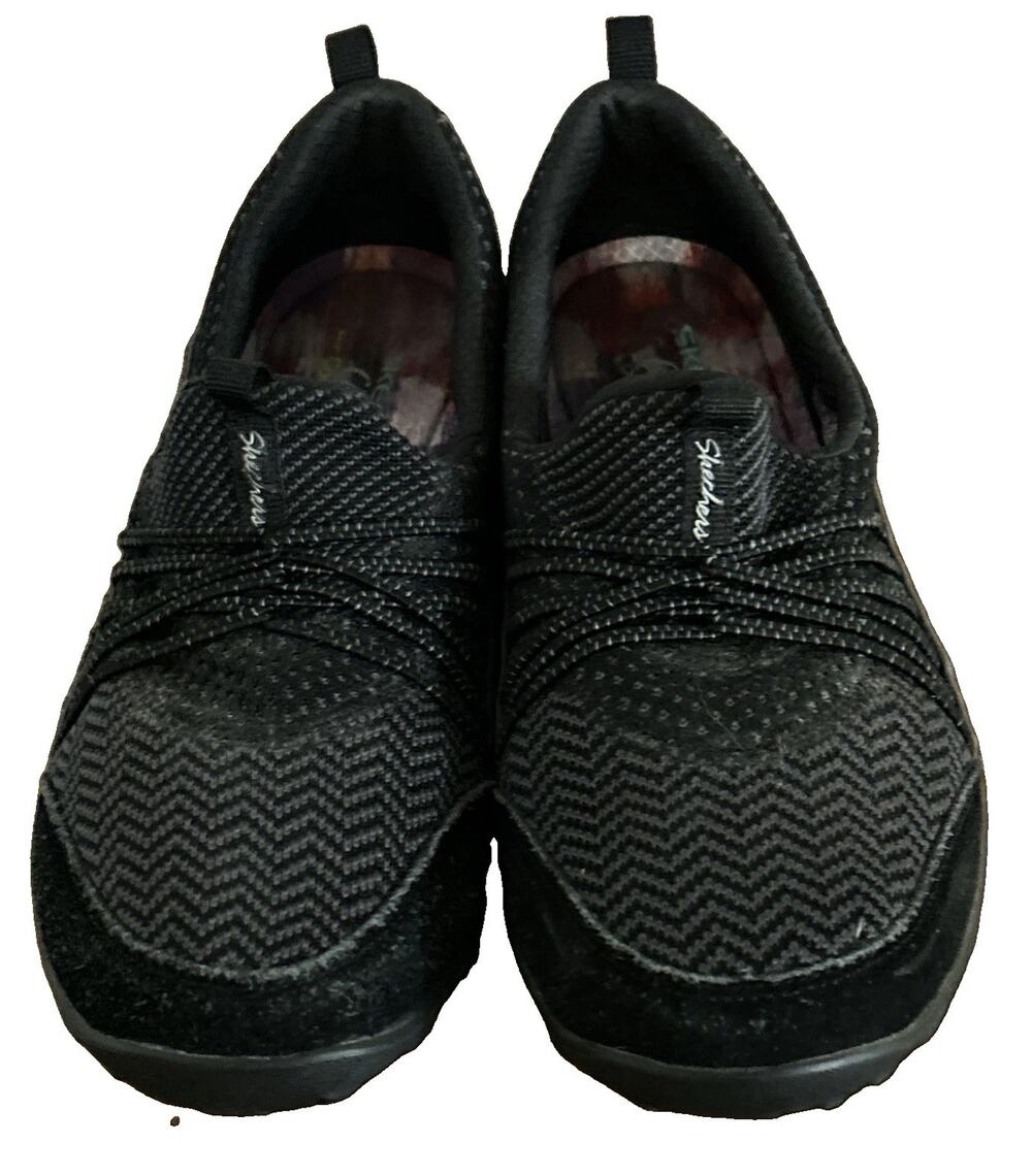 Skechers Classic Fit Cooled Memory Foam Shoes Womens Size 7.5 Black 23101 EUC!